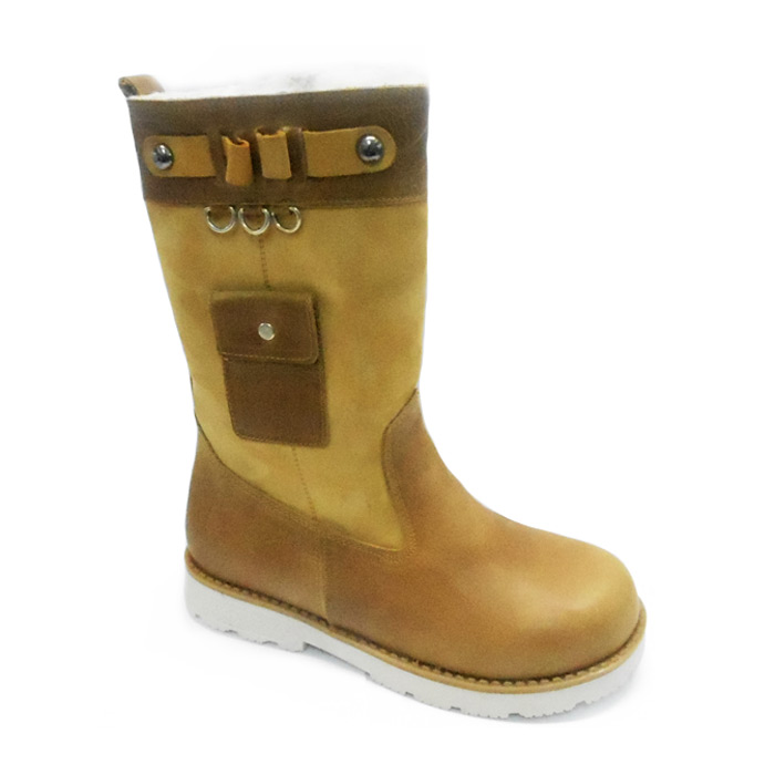 Сапожки Мега Ортопедик зимние натуральный мех для девочек 502-66-46 св.коричневые